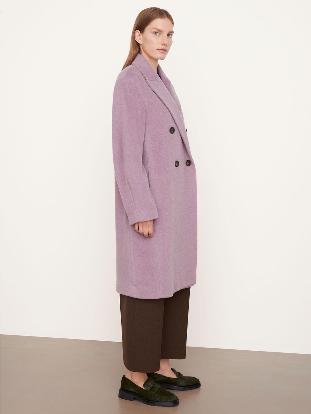 VINCE Brushed Wool Double Breasted Wool Coat Jacket Lavender Purple XL - Picture 3 of 10